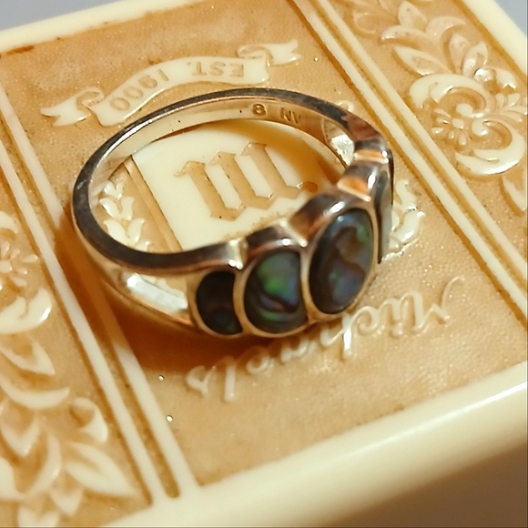 VTG Nevada Silver Mine Sterling Abalone Ring - Picture 4 of 8